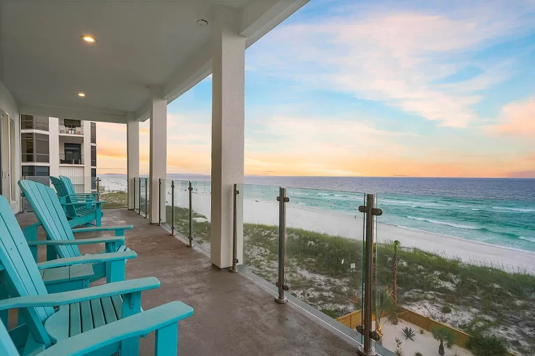 View of the Gulf of Mexico from the deck of a luxury home on the beach